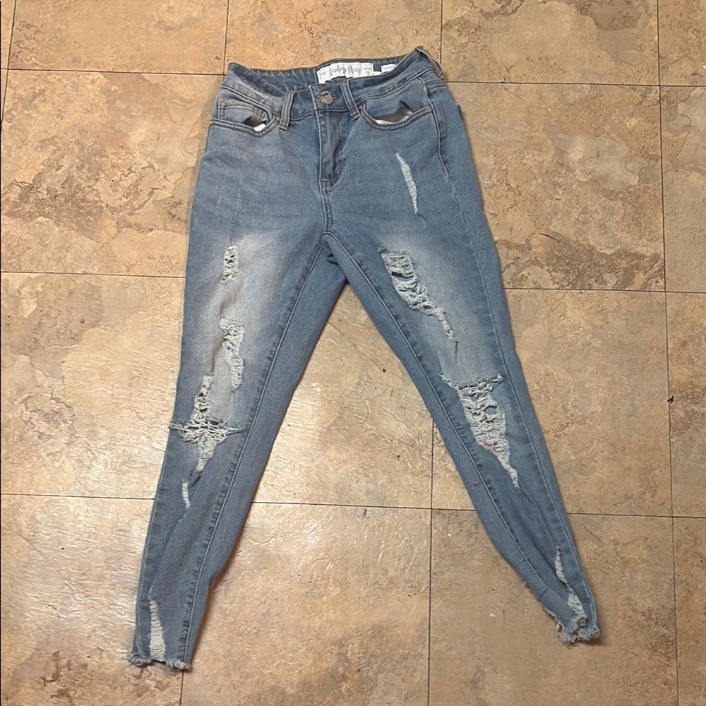 Indigo Rein Light Blue Distressed Skinny Jeans